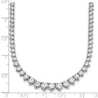 14K White Gold 15.10 Carat Certified Lab Grown Diamond VS SI+ G+ Complete Round Graduated Tennis Necklace, 16" view 5