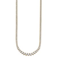 14K Yellow Gold 15.10 Carat Lab Grown Diamond VS SI+ G+ Complete Round Graduated Tennis Necklace, 16" view 2