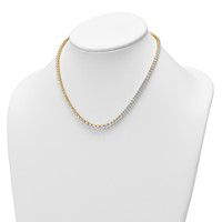 14K Yellow Gold 15.10 Carat Lab Grown Diamond VS SI+ G+ Complete Round Graduated Tennis Necklace, 16" view 3