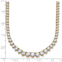 14K Yellow Gold 15.10 Carat Lab Grown Diamond VS SI+ G+ Complete Round Graduated Tennis Necklace, 16" view 5