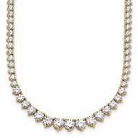 14K Yellow Gold 15.10 Carat Lab Grown Diamond VS SI+ G+ Complete Round Graduated Tennis Necklace, 16" view 1