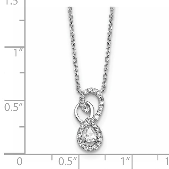 14K White Gold Polished 1/4 carat Diamond Fancy Infinity 18 inch Necklace