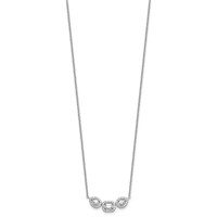 14K White Gold 0.75 Carat Lab Grown Diamond VS+ F+ Complete Three Stone Fashion Necklace, 18" view 2