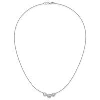 14K White Gold 0.75 Carat Lab Grown Diamond VS+ F+ Complete Three Stone Fashion Necklace, 18" view 4
