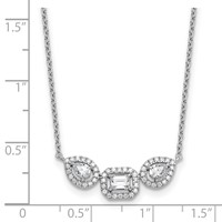 14K White Gold 0.75 Carat Lab Grown Diamond VS+ F+ Complete Three Stone Fashion Necklace, 18" view 5
