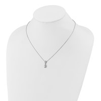 14K White Gold 0.50 Carat Lab Grown Diamond VS+ F+ Complete Halo Dangle Fashion Necklace, 18" view 3