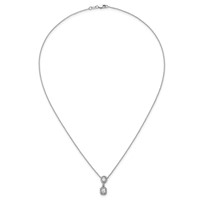14K White Gold 0.50 Carat Lab Grown Diamond VS+ F+ Complete Halo Dangle Fashion Necklace, 18" view 4