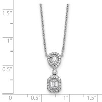 14K White Gold 0.50 Carat Lab Grown Diamond VS+ F+ Complete Halo Dangle Fashion Necklace, 18" view 5