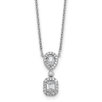 14K White Gold 0.50 Carat Lab Grown Diamond VS+ F+ Complete Halo Dangle Fashion Necklace, 18" view 1