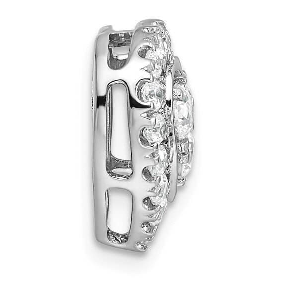 14k White Gold 7/8 carat Lab Grown Diamond VS/SI+ G+ Complete Halo Heart Chain Slide Pendant