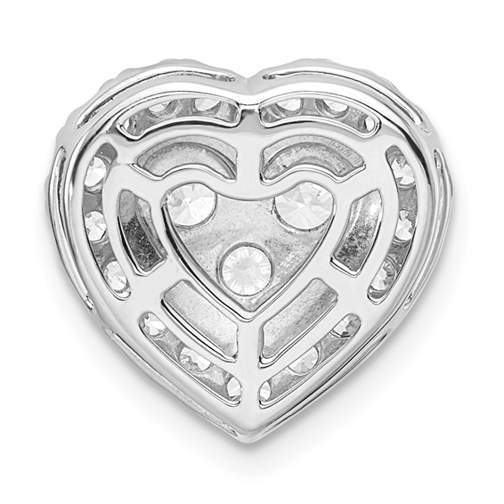 14k White Gold 7/8 carat Lab Grown Diamond VS/SI+ G+ Complete Halo Heart Chain Slide Pendant