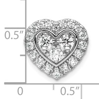 14K White Gold 0.88 Carat Lab Grown Diamond VS SI+ G+ Complete Halo Heart Chain Slide Pendant view 4