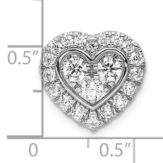 14k White Gold 7/8 carat Lab Grown Diamond VS/SI+ G+ Complete Halo Heart Chain Slide Pendant