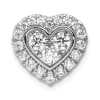 14K White Gold 0.88 Carat Lab Grown Diamond VS SI+ G+ Complete Halo Heart Chain Slide Pendant view 1