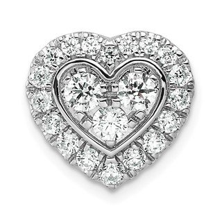 14k White Gold 7/8 carat Lab Grown Diamond VS/SI+ G+ Complete Halo Heart Chain Slide Pendant