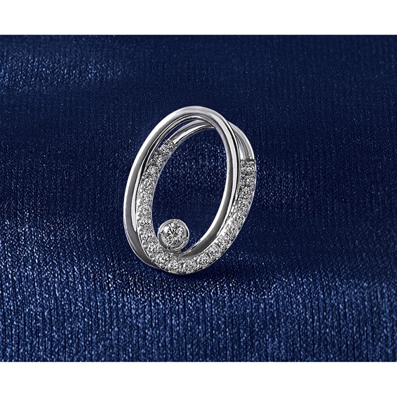 14k White Gold 1/2 carat Lab Grown Diamond VS/SI+ G+ Complete Double Oval Chain Slide Pendant