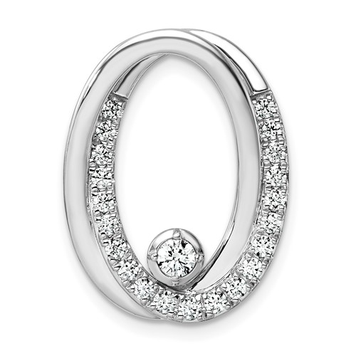 14K White Gold 0.50 Carat Lab Grown Diamond VS SI+ G+ Complete Double Oval Chain Slide Pendant