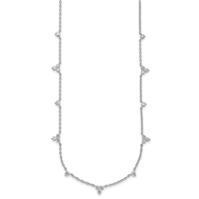 14k White Gold 1 3/4 carat Lab Grown Diamond VS/SI+ G+ Eleven Station 18 inch Necklace
