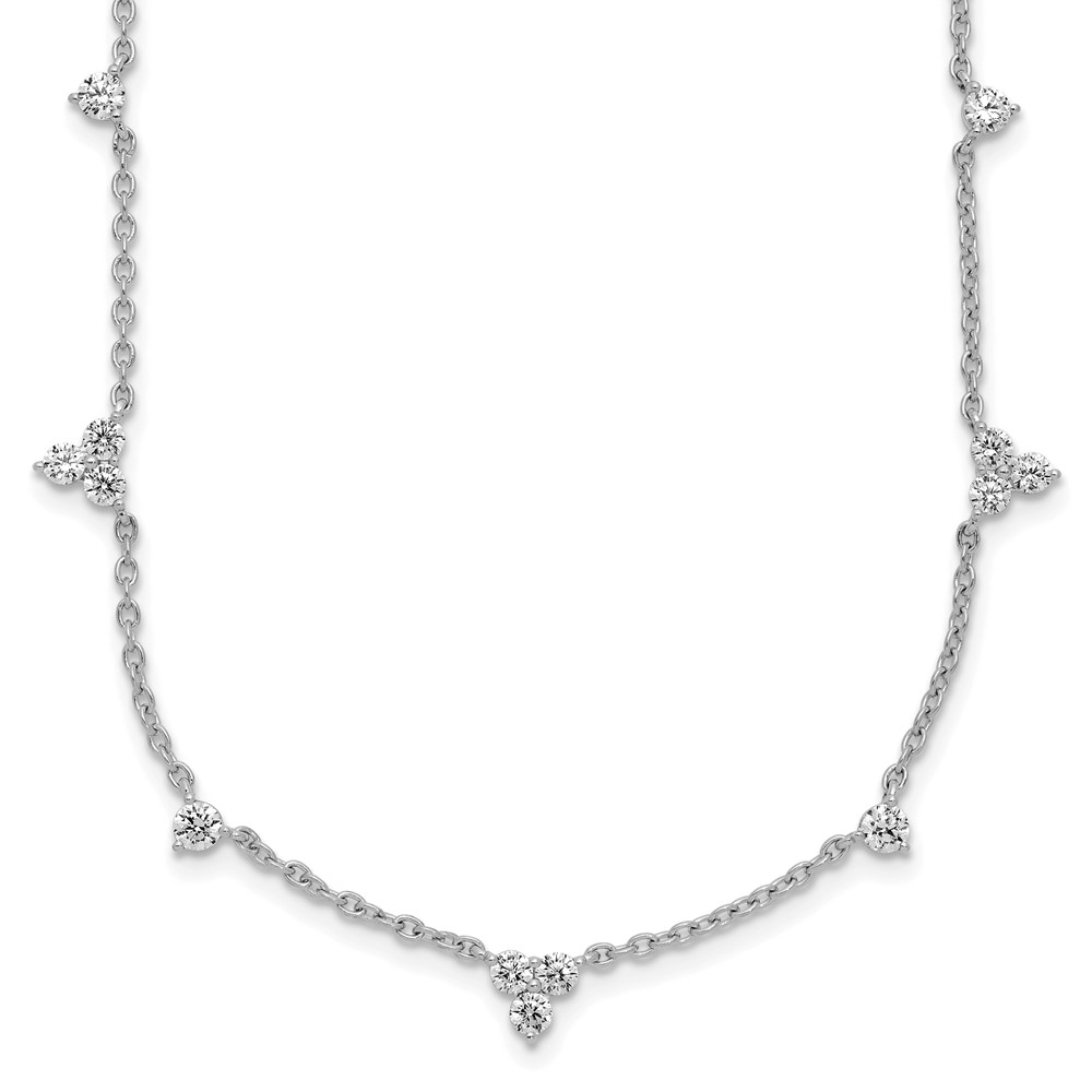 14K White Gold 1.75 Carat Lab Grown Diamond VS SI+ G+ Eleven Station Necklace, 18"