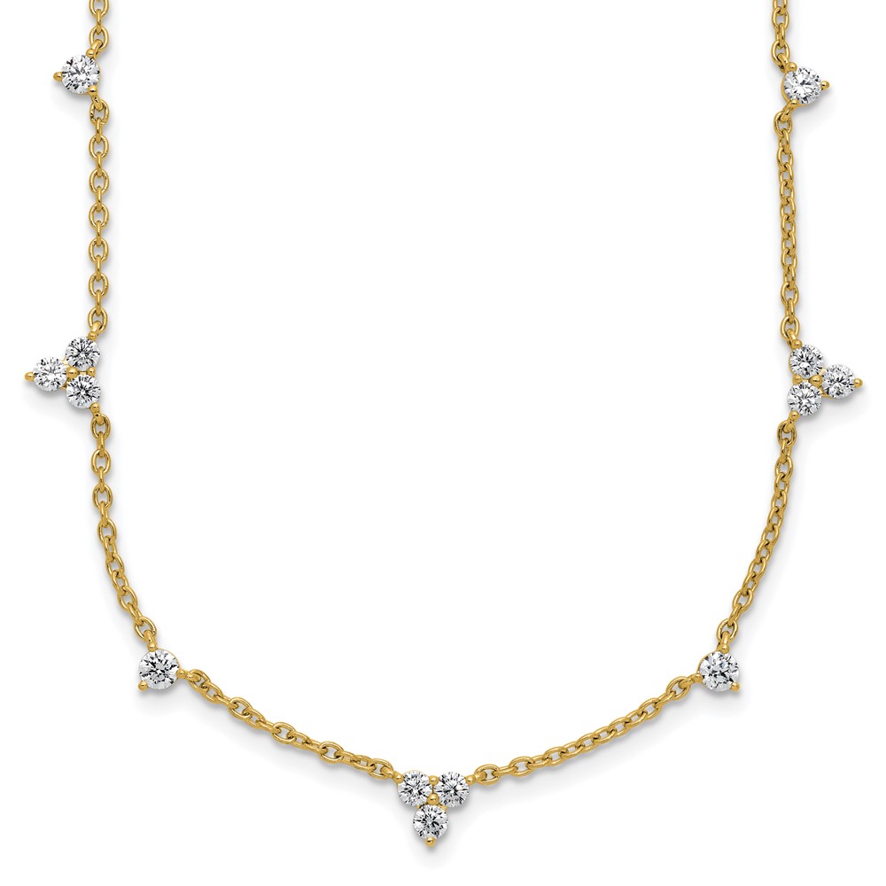 14K Yellow Gold 1.75 Carat Lab Grown Diamond VS SI+ G+ Eleven Station Necklace, 18"
