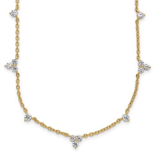 14K Yellow Gold 1.75 Carat Lab Grown Diamond VS SI+ G+ Eleven Station Necklace, 18"