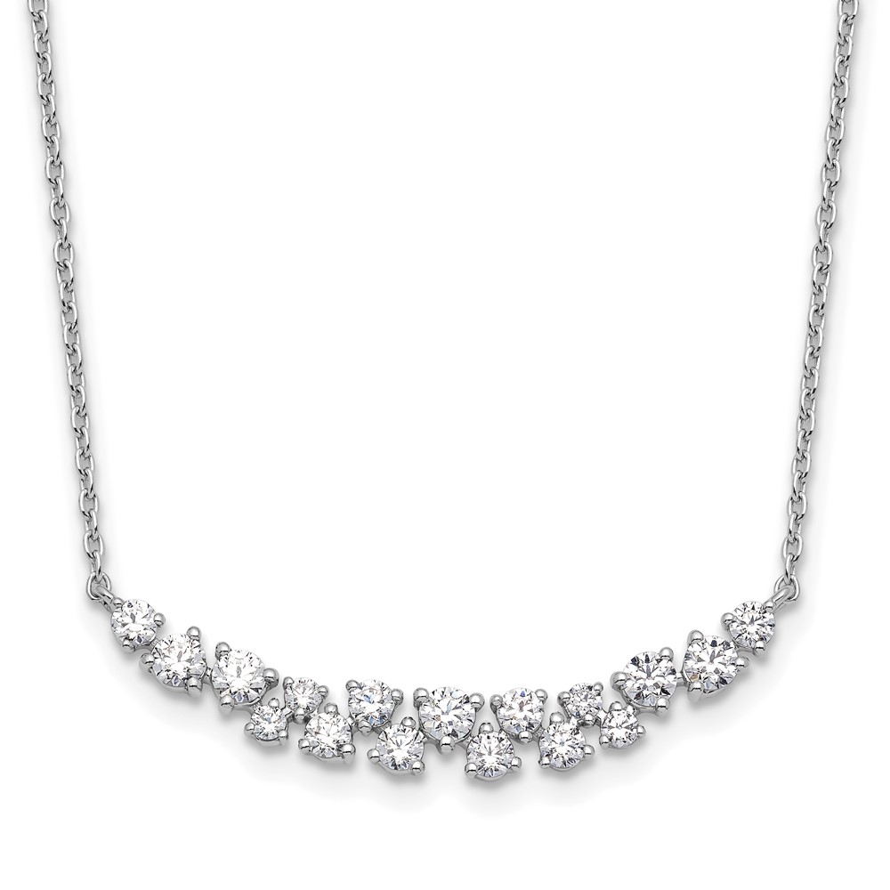 14K White Gold 0.88 Carat Lab Grown Diamond VS SI+ G+ Complete Fashion Bar Necklace, 18"