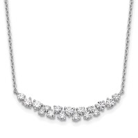 14K White Gold 0.88 Carat Lab Grown Diamond VS SI+ G+ Complete Fashion Bar Necklace, 18" view 1
