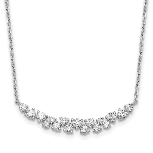 14K White Gold 0.88 Carat Lab Grown Diamond VS SI+ G+ Complete Fashion Bar Necklace, 18"