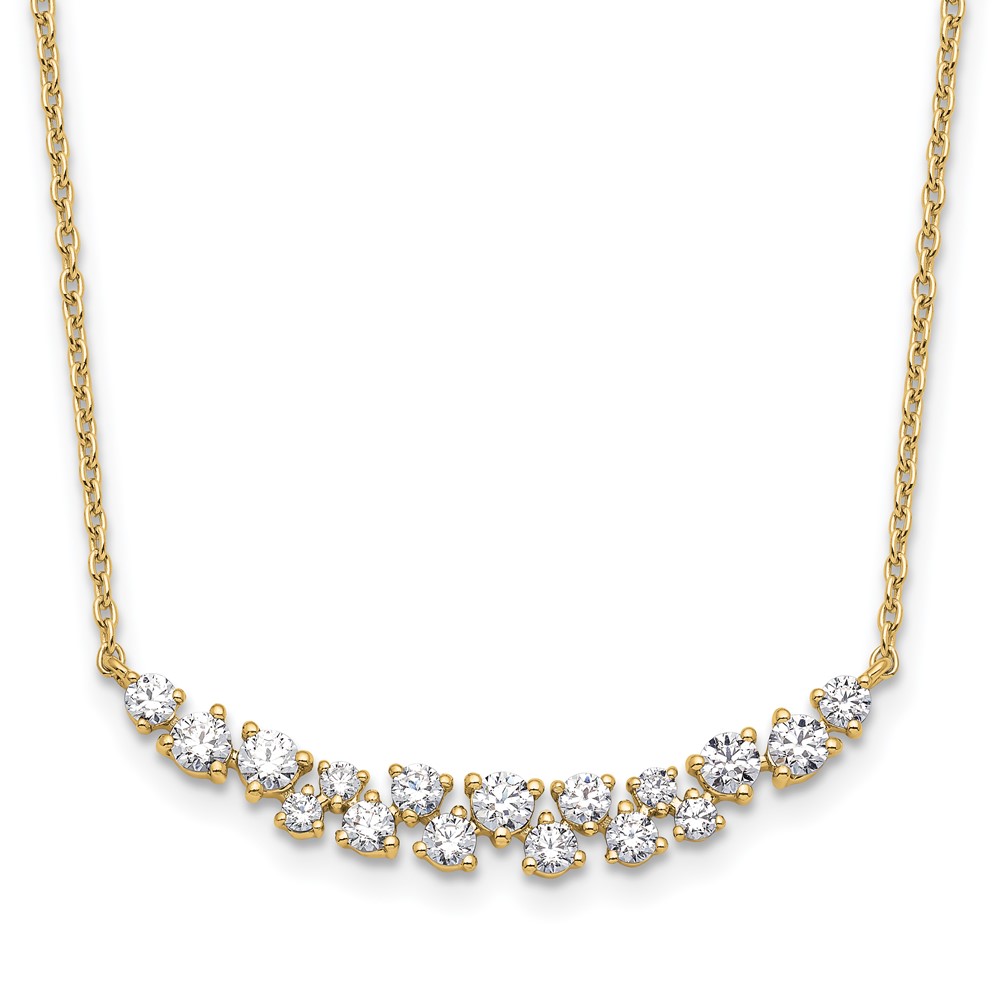 14K Yellow Gold 0.88 Carat Lab Grown Diamond VS SI+ G+ Complete Fashion Bar Necklace, 18"