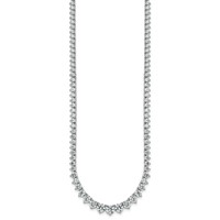 14K White Gold 16.33 Carat Lab Grown Diamond VS SI+ G+ Complete Round Graduated Tennis Necklace, 18" view 2