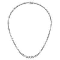 14K White Gold 16.33 Carat Lab Grown Diamond VS SI+ G+ Complete Round Graduated Tennis Necklace, 18" view 4
