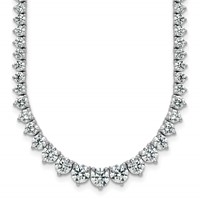 14K White Gold 16.33 Carat Lab Grown Diamond VS SI+ G+ Complete Round Graduated Tennis Necklace, 18" view 1