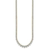 14K Yellow Gold 16.33 Carat Certified Lab Grown Diamond VS+ F+ Complete Round Graduated Tennis Necklace, 18" view 2