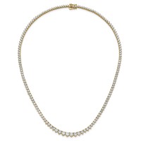 14K Yellow Gold 16.33 Carat Certified Lab Grown Diamond VS+ F+ Complete Round Graduated Tennis Necklace, 18" view 4
