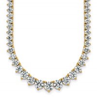 14K Yellow Gold 16.33 Carat Certified Lab Grown Diamond VS+ F+ Complete Round Graduated Tennis Necklace, 18" view 1