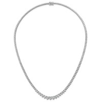 14K White Gold 11.62 Carat Certified Lab Grown Diamond VS SI+ G+ Complete Round Graduated Tennis Necklace, 20" view 4