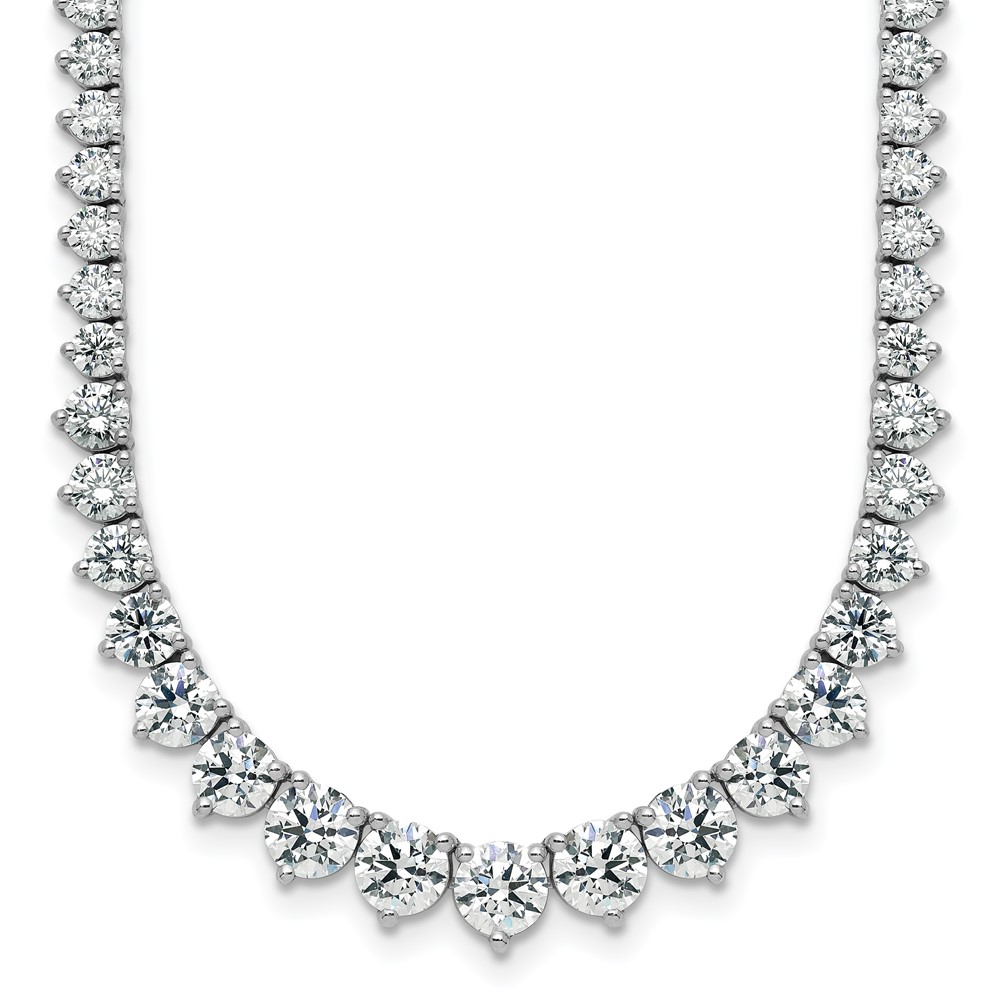 14K White Gold 11.62 Carat Certified Lab Grown Diamond VS SI+ G+ Complete Round Graduated Tennis Necklace, 20"