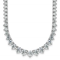 14K White Gold 11.62 Carat Certified Lab Grown Diamond VS SI+ G+ Complete Round Graduated Tennis Necklace, 20" view 1