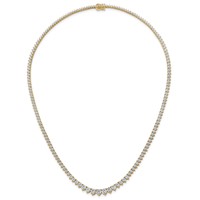 14K Yellow Gold 11.62 Carat Lab Grown Diamond VS+ F+ Complete Round Graduated Tennis Necklace, 20" view 4