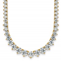 14K Yellow Gold 11.62 Carat Lab Grown Diamond VS+ F+ Complete Round Graduated Tennis Necklace, 20" view 1