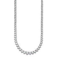 14K White Gold 25.38 Carat Lab Grown Diamond VS SI+ G+ Complete Round Graduated Tennis Necklace, 16" view 2