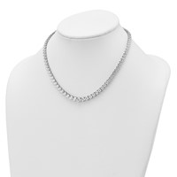 14K White Gold 25.38 Carat Lab Grown Diamond VS SI+ G+ Complete Round Graduated Tennis Necklace, 16" view 3