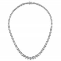 14K White Gold 25.38 Carat Lab Grown Diamond VS SI+ G+ Complete Round Graduated Tennis Necklace, 16" view 4