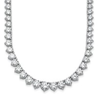 14K White Gold 25.38 Carat Lab Grown Diamond VS SI+ G+ Complete Round Graduated Tennis Necklace, 16" view 1