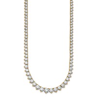 14K Yellow Gold 25.38 Carat Lab Grown Diamond VS SI+ G+ Complete Round Graduated Tennis Necklace, 16" view 2