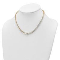 14K Yellow Gold 25.38 Carat Lab Grown Diamond VS SI+ G+ Complete Round Graduated Tennis Necklace, 16" view 3