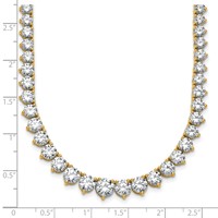14K Yellow Gold 25.38 Carat Lab Grown Diamond VS SI+ G+ Complete Round Graduated Tennis Necklace, 16" view 5