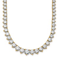 14K Yellow Gold 25.38 Carat Lab Grown Diamond VS SI+ G+ Complete Round Graduated Tennis Necklace, 16" view 1