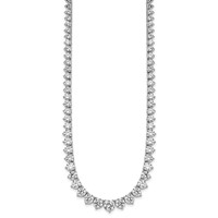 14K White Gold 26.75 Carat Lab Grown Diamond VS SI+ G+ Complete Round Graduated Tennis Necklace, 18" view 2
