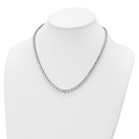 14K White Gold 26.75 Carat Lab Grown Diamond VS SI+ G+ Complete Round Graduated Tennis Necklace, 18" view 3